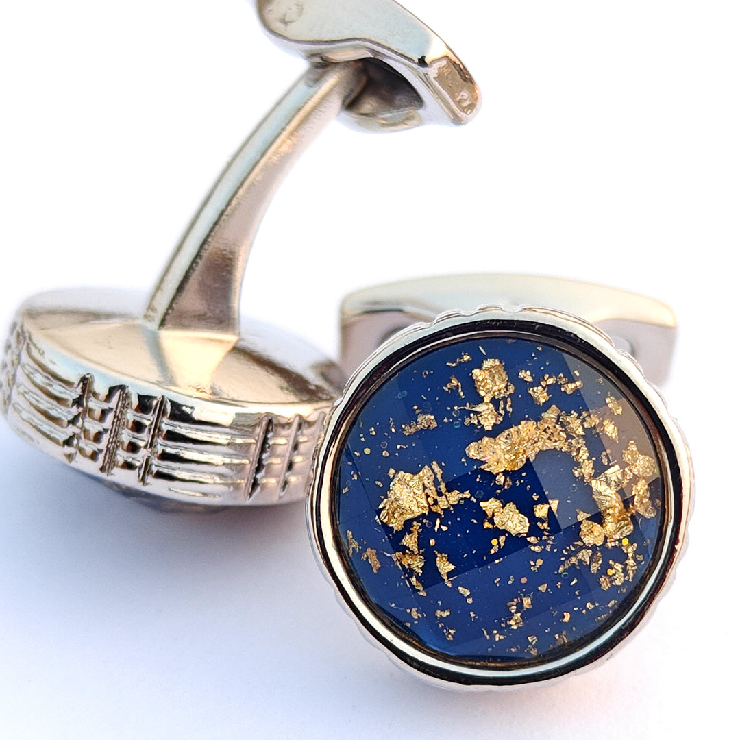 Blue & Gold Glaxy Stone with attractive colors Cufflink