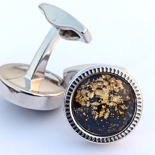 Black & Gold Glaxy Metal cufflinks Design with attractive colors